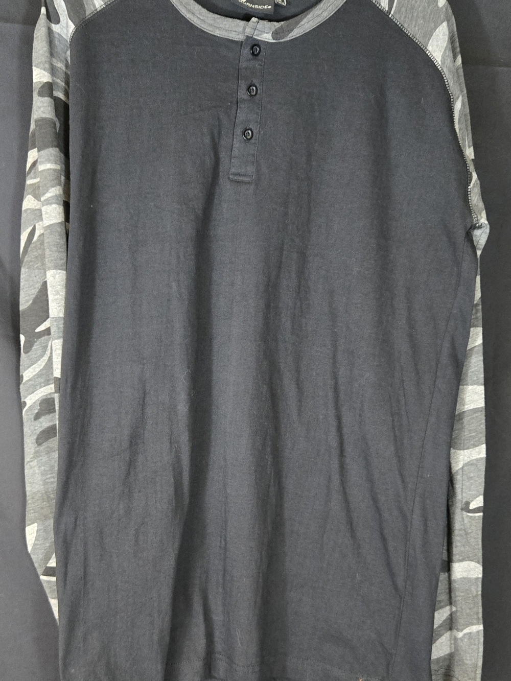 burnside Black Henley with Gray Camo Long Sleeves #375